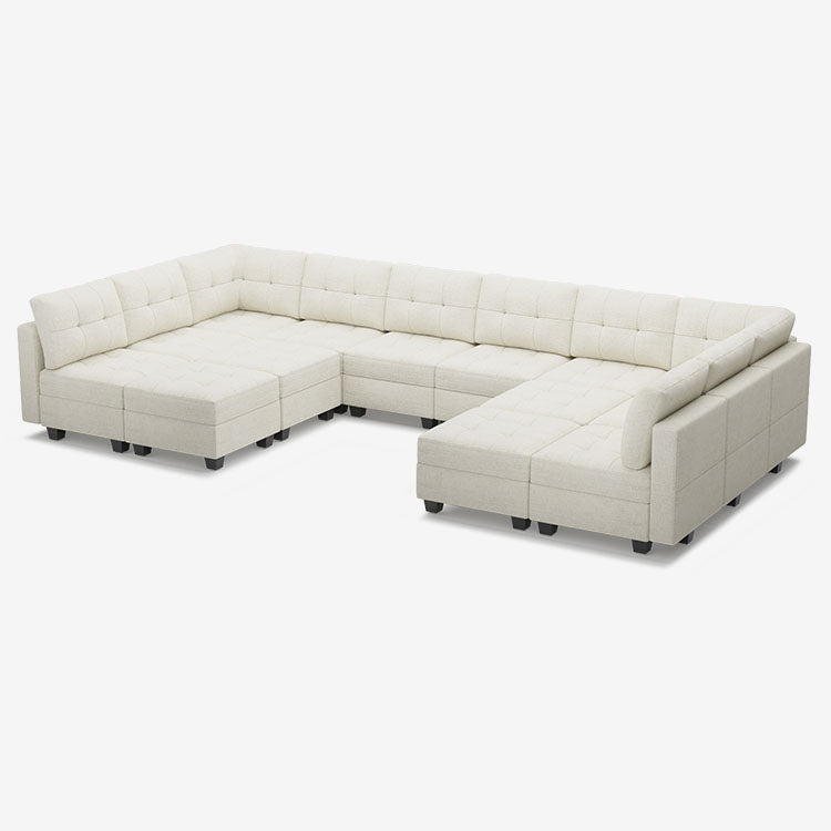 Belffin 14 Seats + 12 Sides Modular Chenille Tufted Sofa with Storage Seat