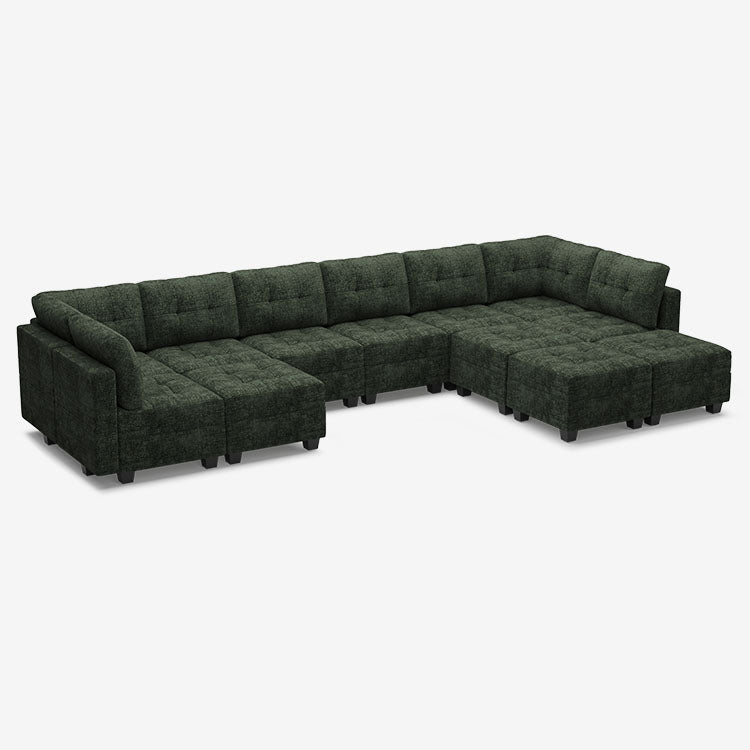 Belffin 12 Seats + 10 Sides Modular Chenille Tufted Sofa with Storage Seat