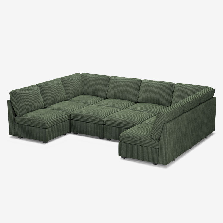 Belffin 10 Seats + 10 Sides Modular Wide-Ribbed Corduroy Sofa with Large Storage Seat