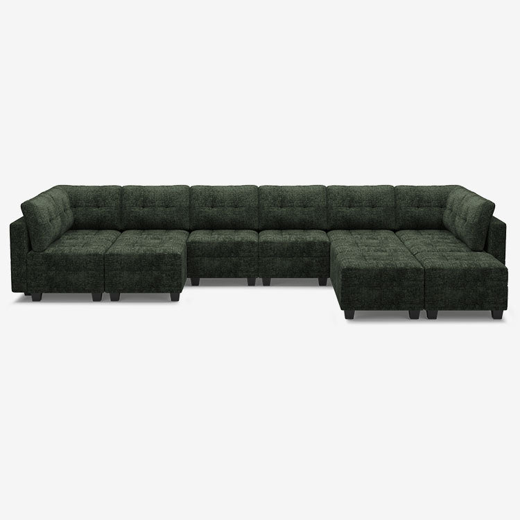 Belffin 12 Seats + 10 Sides Modular Chenille Tufted Sofa with Storage Seat