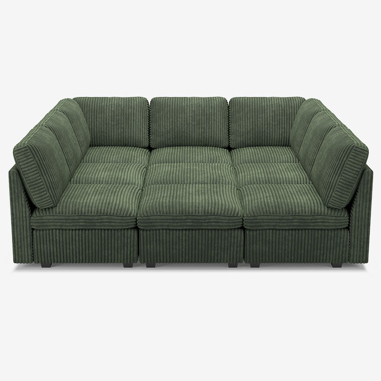 Belffin 9 Seats + 9 Sides Oversized Modular Wide-Ribbed Corduroy Sleeper Sofa with Large Storage Seat