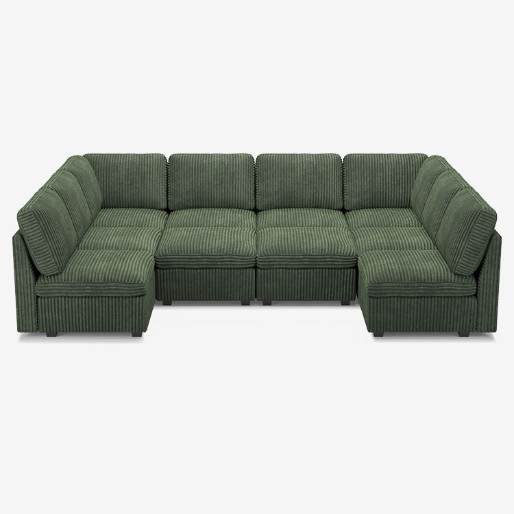 Belffin 10 Seats + 10 Sides Oversized Modular Wide-Ribbed Corduroy Sofa with Large Storage Seat