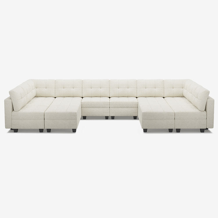 Belffin 14 Seats + 12 Sides Modular Chenille Tufted Sofa with Storage Seat