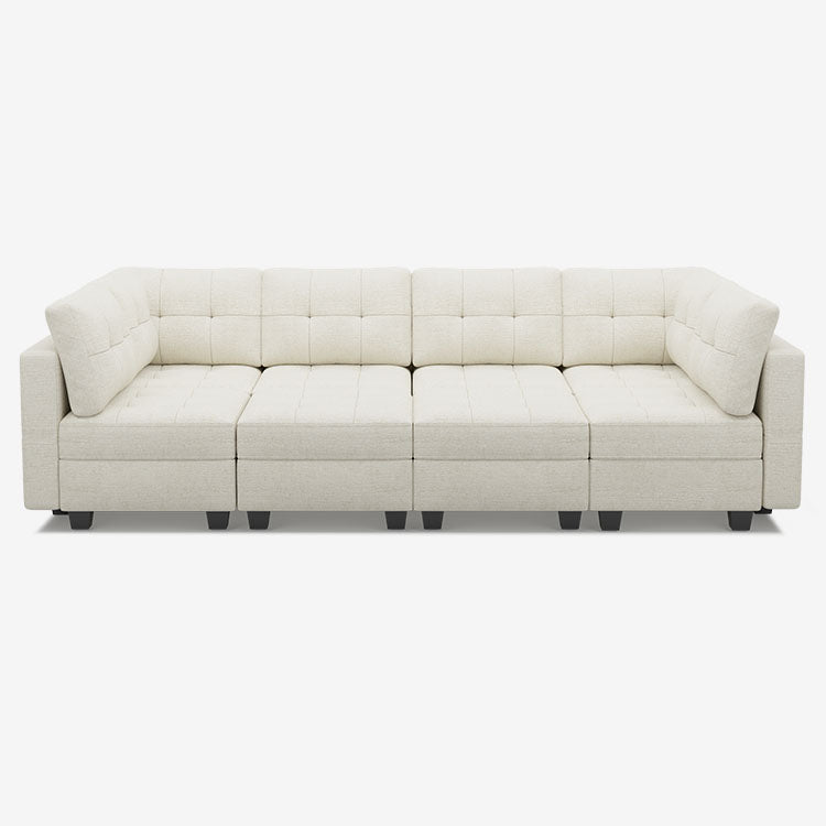 Belffin 8 Seats + 8 Sides Modular Chenille Tufted Sleeper Sofa with Storage Seat