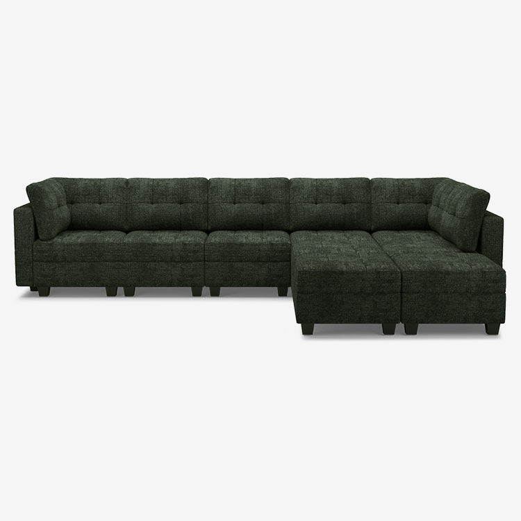 Moss-Green-/-Chenille-9-Seat-L-Shaped-Sectional