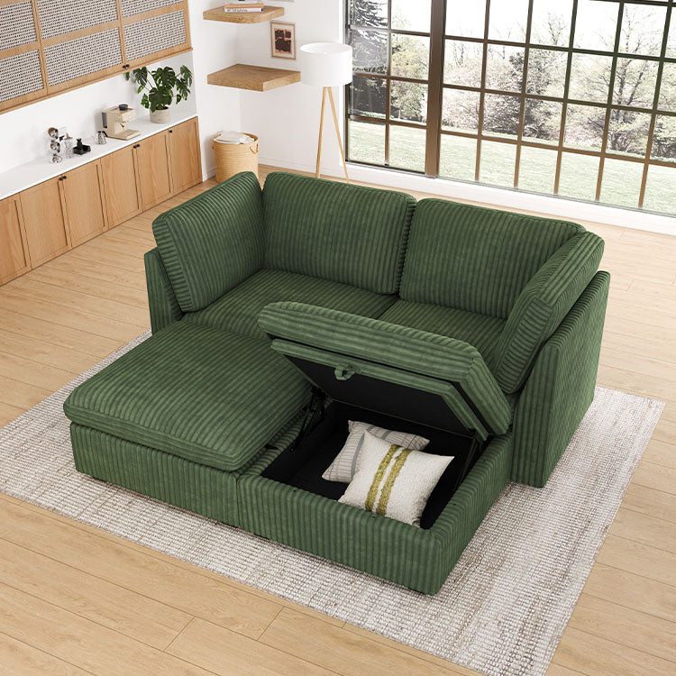 Belffin 4 Seats + 4 Sides Oversized Modular Sleeper Wide-Ribbed Corduroy Sofa with Large Storage Seat