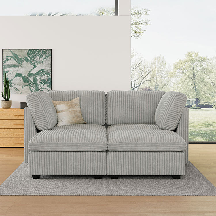 Belffin 4 Seats + 4 Sides Oversized Modular Sleeper Wide-Ribbed Corduroy Sofa with Large Storage Seat