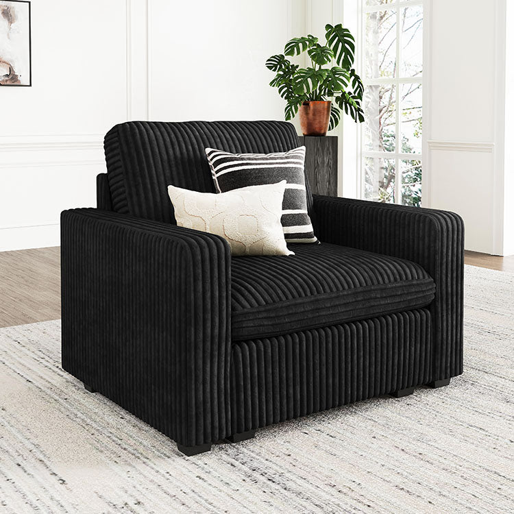 Belffin 1 Seat + 2 Sides Oversized Modular Wide-Ribbed Corduroy Sofa with Large Storage Seat