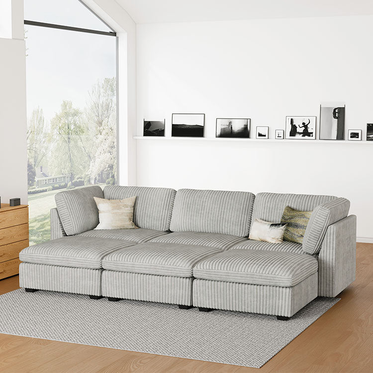 Belffin 6 Seats + 5 Sides Oversized Modular Wide-Ribbed Corduroy Sleeper Sofa with Large Storage Seat