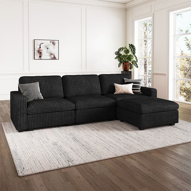 Thara 4 Seats + 5 Sides Oversized Modular Wide-Ribbed Corduroy Sofa