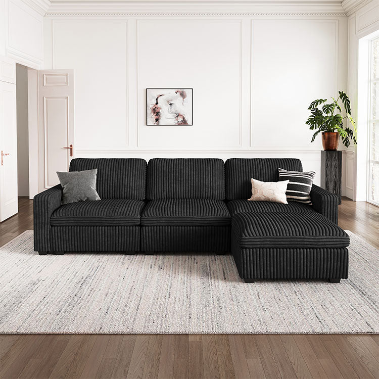Thara 4 Seats + 5 Sides Oversized Modular Wide-Ribbed Corduroy Sofa
