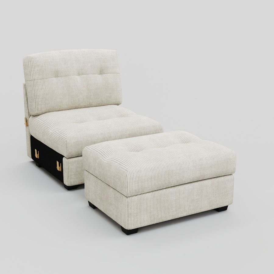 Ivory-Beige-/-Corduroy-Module-Seat-with-Ottoman