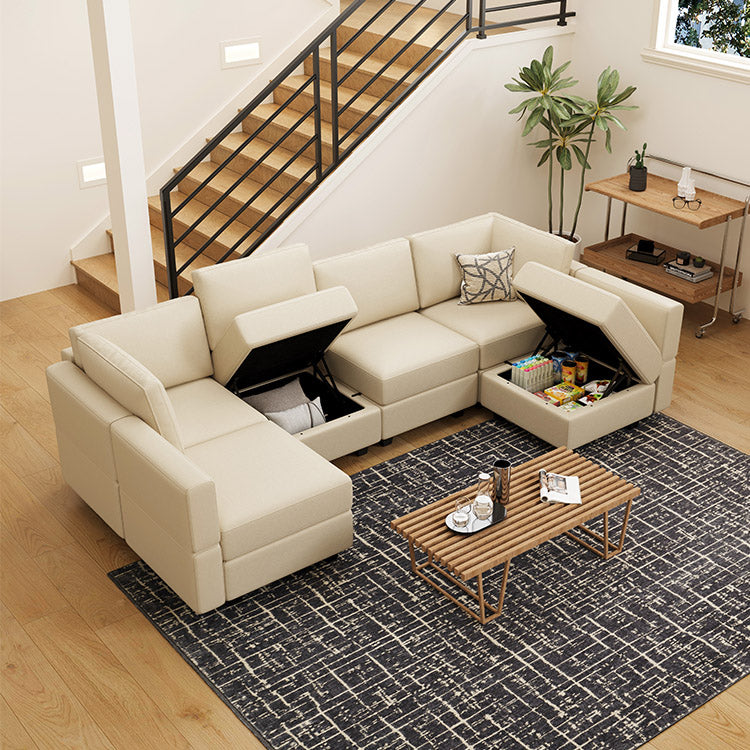 Belffin 6 Seats + 8 Sides Modular Leather Sofa with Storage Seat