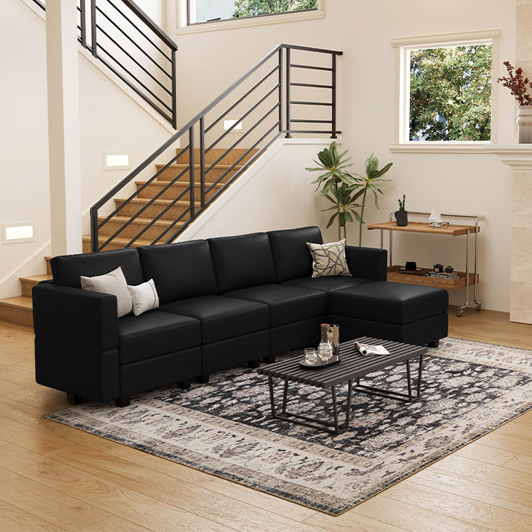 Belffin 5 Seats + 6 Sides Modular Leather Sofa with Storage Seat