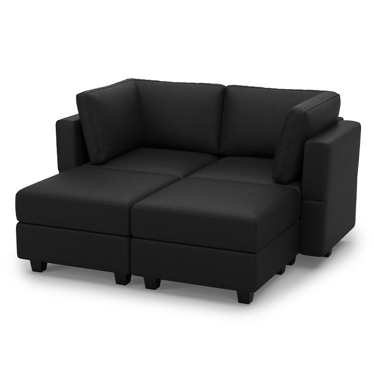 Belffin 4 Seats + 4 Sides Modular Sleeper Leather Sofa with Storage Seat