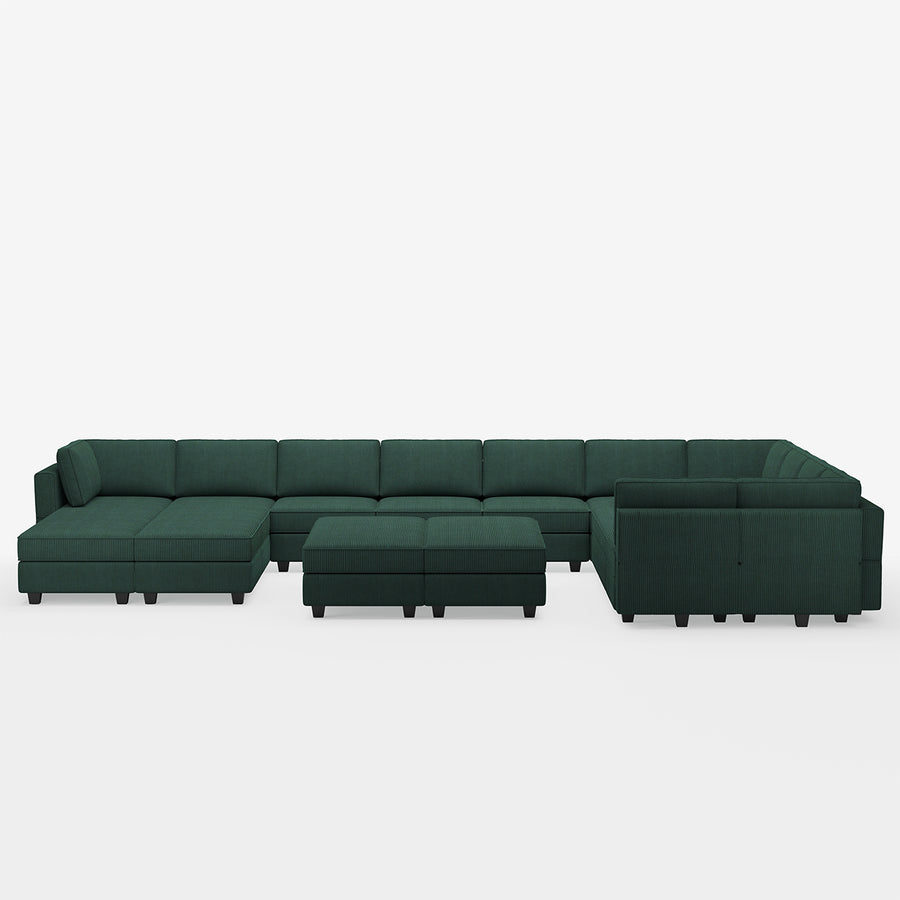 Seaweed-Green-/-Corduroy-21-Seat-U-Shaped-Sectional