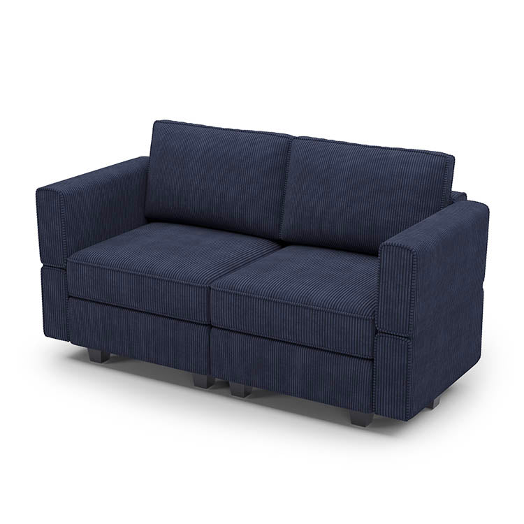 Belffin 2 Seats + 4 Sides Modular Corduroy Loveseat Sofa with Storage Seat