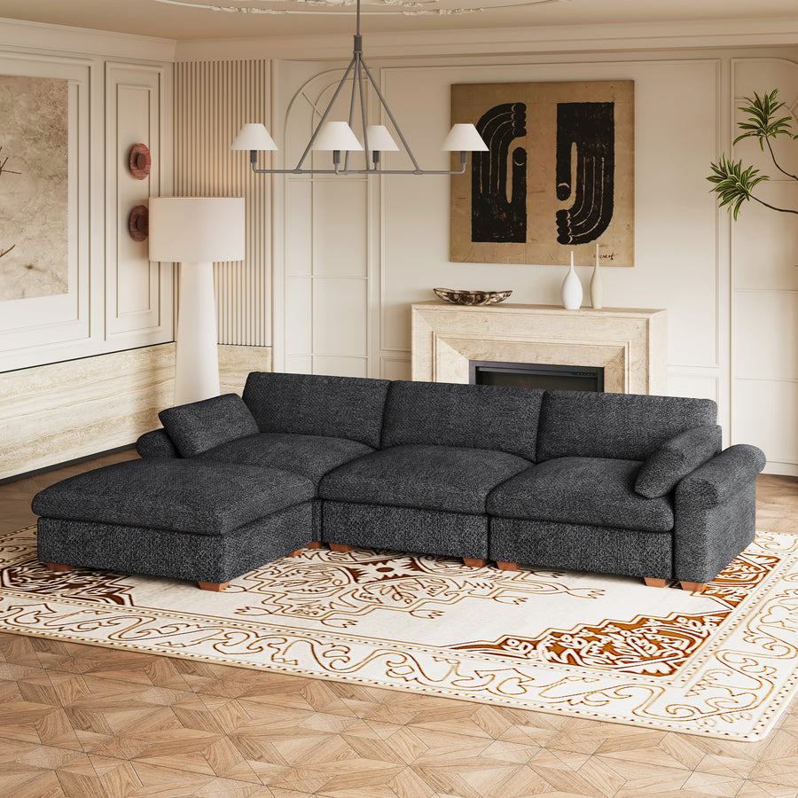 Graphite-Grey-/-Chenille-4-Seat-L-Shaped-Sectional
