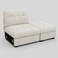 Ivory-Beige-/-Corduroy-Module-Reversible-Ottoman-Chaise