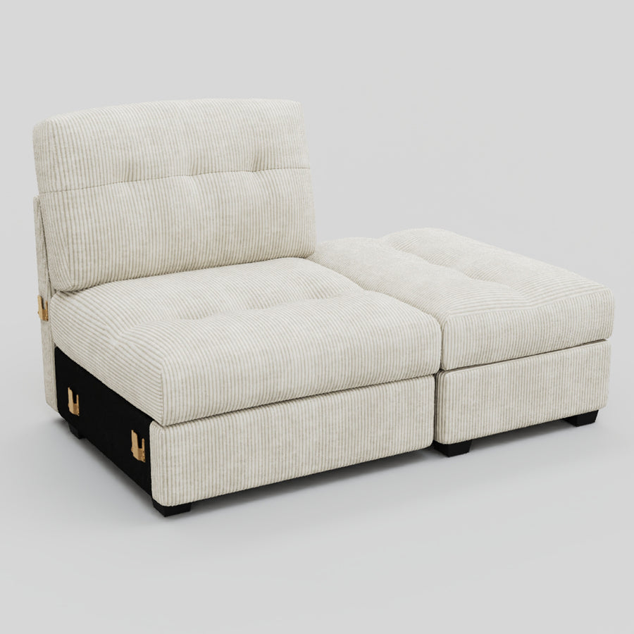 Ivory-Beige-/-Corduroy-Module-Reversible-Ottoman-Chaise
