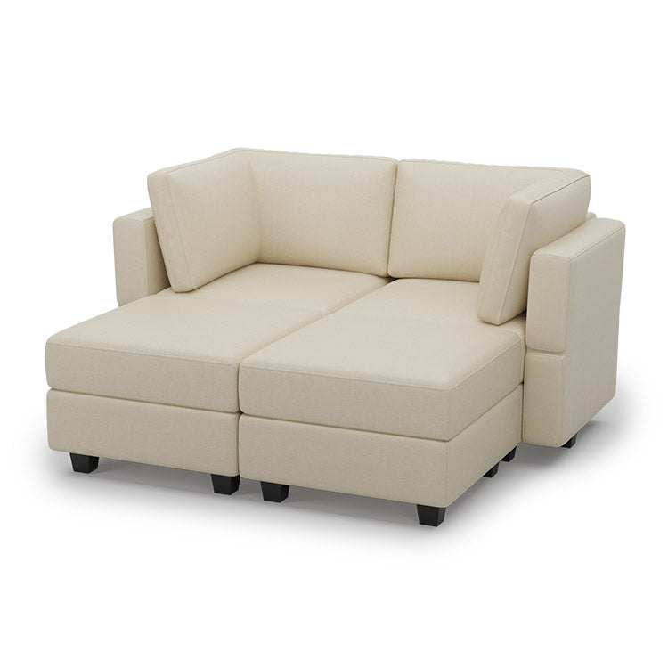 Belffin 4 Seats + 4 Sides Modular Sleeper Leather Sofa with Storage Seat