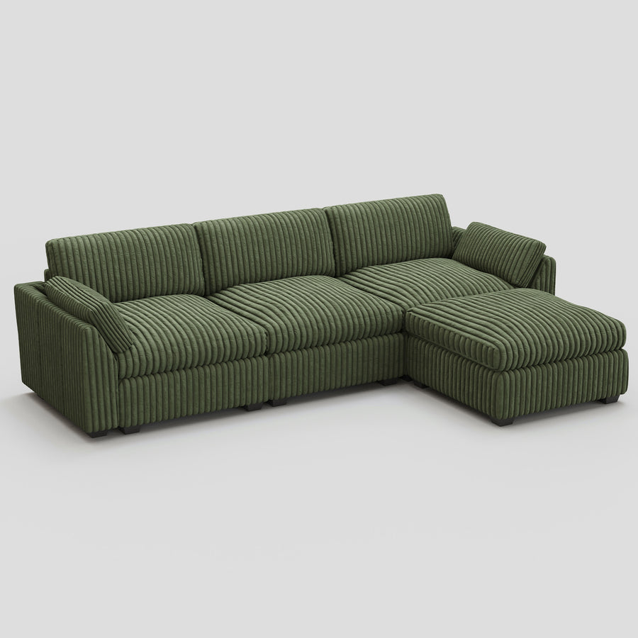Olivewood-Green-/-Corduroy-4-Seat-L-Shaped-Sectional
