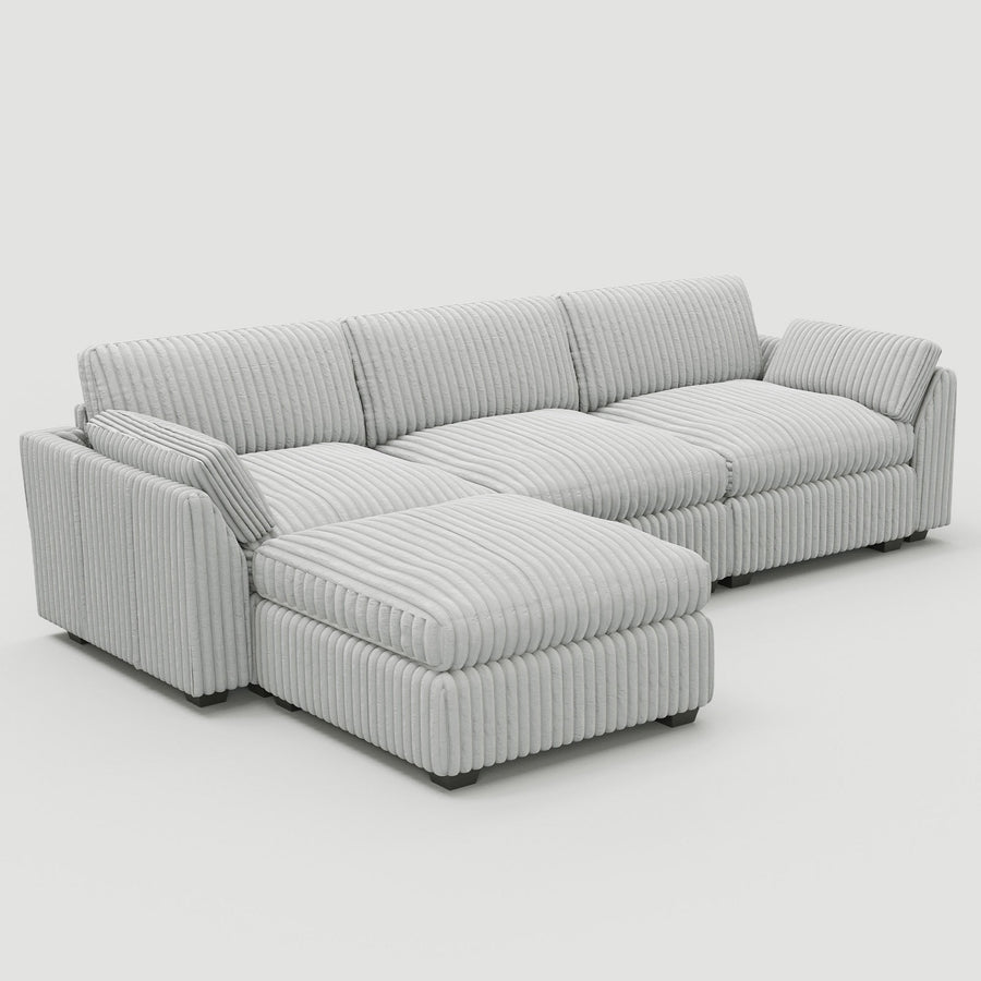 Cloud-Gray-/-Corduroy-4-Seat-L-Shaped-Sectional