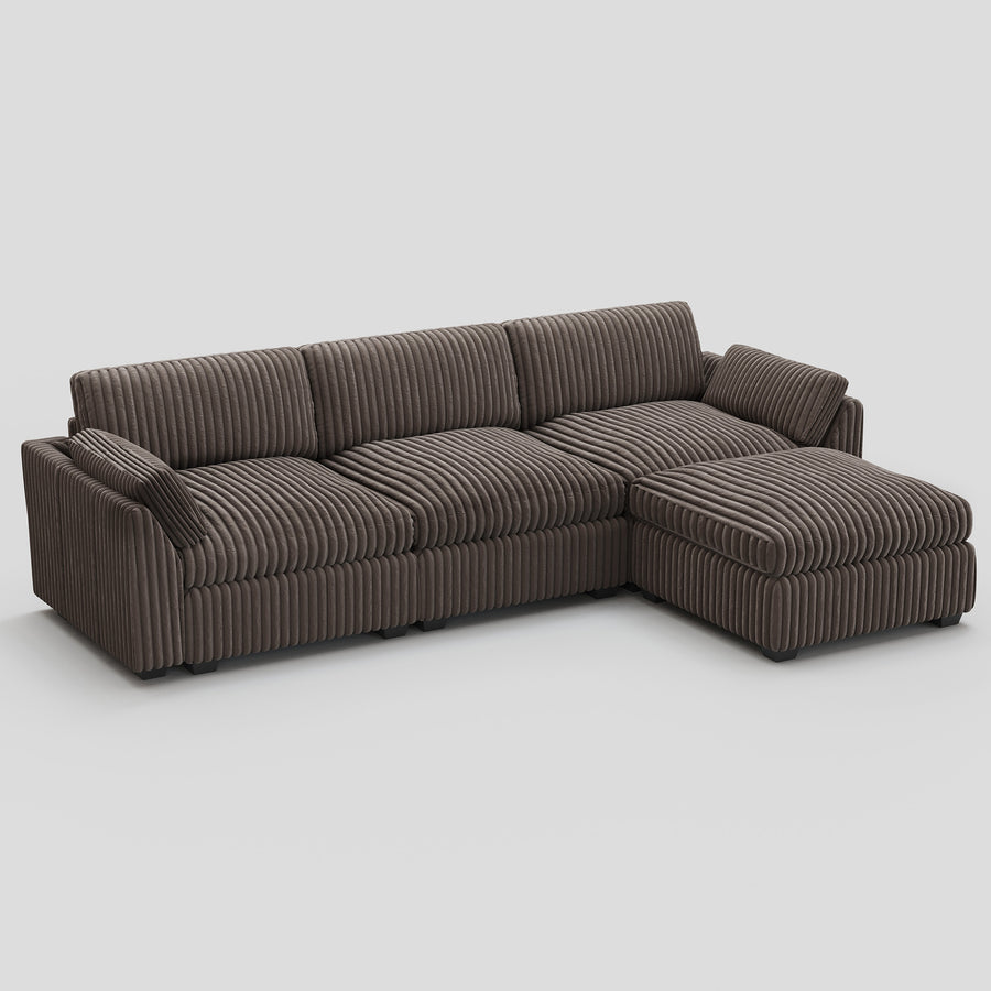 Mink-Brown-/-Corduroy-4-Seat-L-Shaped-Sectional