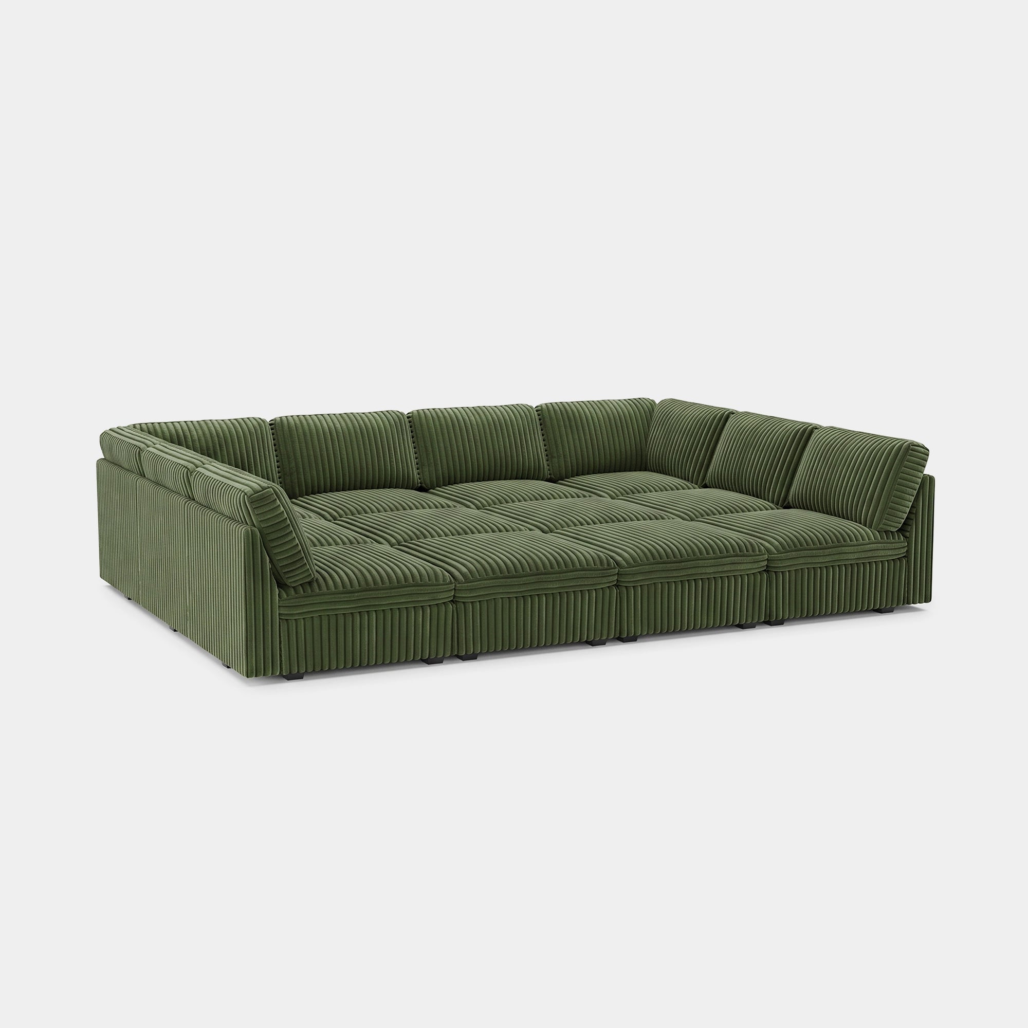 Olivewood-Green-/-Corduroy-12-Seat-Pit-Sectional