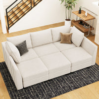 Misty-White-/-Chenille-6-Seat-Pit-Sectional