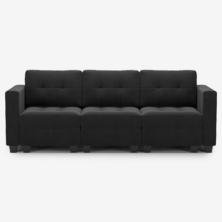 Belffin 3 Seats + 5 Sides Modular Velvet Tufted Sleeper Sofa with Storage Seat