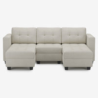 Cosmic-Latte-/-Velvet-5-Seat-U-Shaped-Open-Sectional