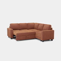Caramel-Brown-/-Faux-Rabbit-Fur-Corduroy-5-Seat-L-Shaped-Pullout-Sectional