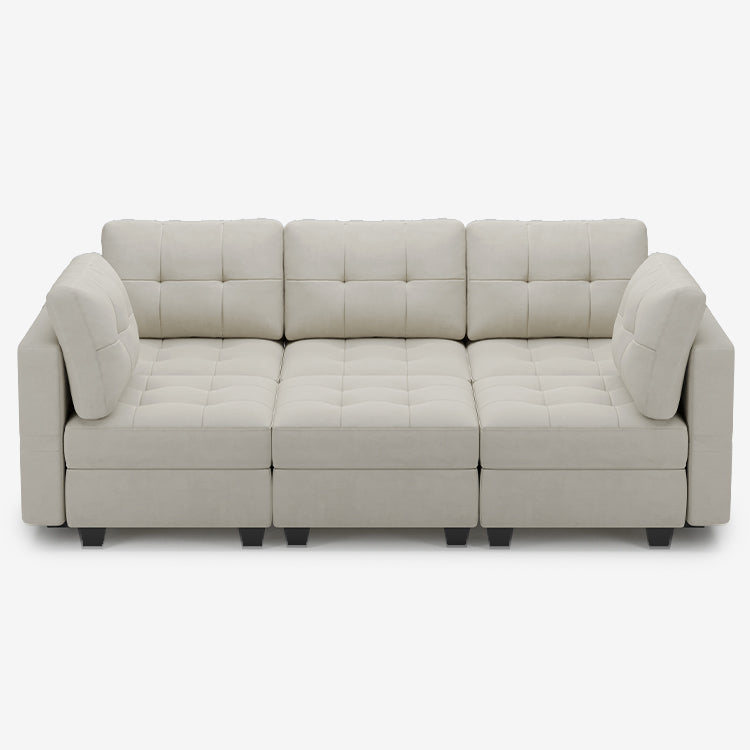 Cosmic-Latte-/-Velvet-6-Seat-Pit-Sectional