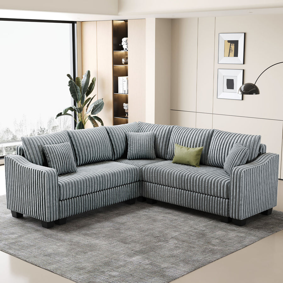 Frosted-Grey-/-Corduroy-5-Seats-Corner-Sectional