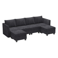 Graphite-Grey-/-Chenille-6-Seat-U-Shaped-Open-Sectional