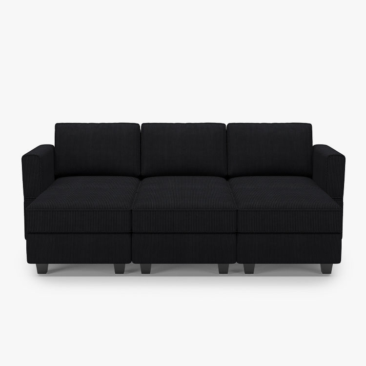 Belffin 6 Seats + 5 Sides Modular Wide Corduroy Sleeper Sofa with Storage Seat