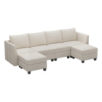 Misty-White-/-Chenille-6-Seat-U-Shaped-Open-Sectional