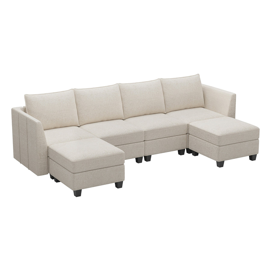 Misty-White-/-Chenille-6-Seat-U-Shaped-Open-Sectional
