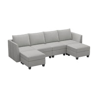 Cloud-Grey-/-Chenille-6-Seat-U-Shaped-Open-Sectional