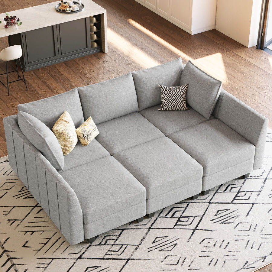 Cloud-Grey-/-Chenille-6-Seat-Pit-Sectional
