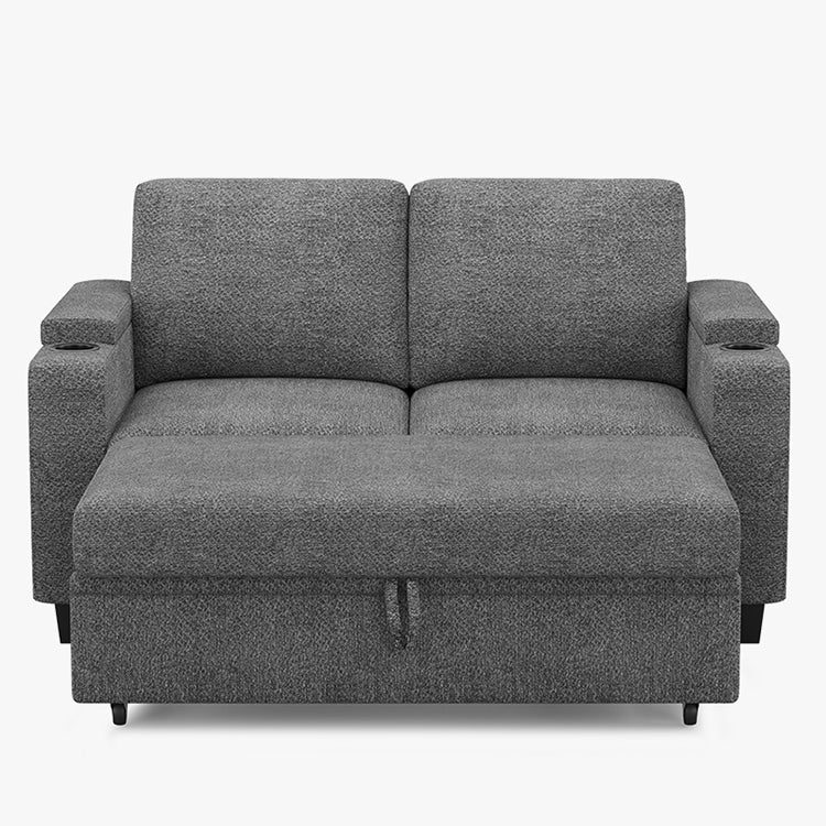 Belffin Modular 2 Seater Modular Chenille Pull-out Loveseat Sofa with Storage Seats