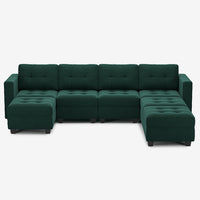 Castleton-Green-/-Velvet-7-Seat-U-Shaped-Open-Sectional