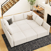 Misty-White-/-Chenille-9-Seat-Pit-Sectional
