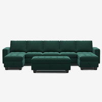 Myrtle-Green-/-Velvet-8-Seat-U-Shaped-Open-Sectional