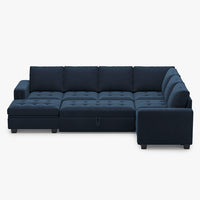 Dark-Blue-/-Velvet-7-Seat-U-Shaped-Pullout-Sectional
