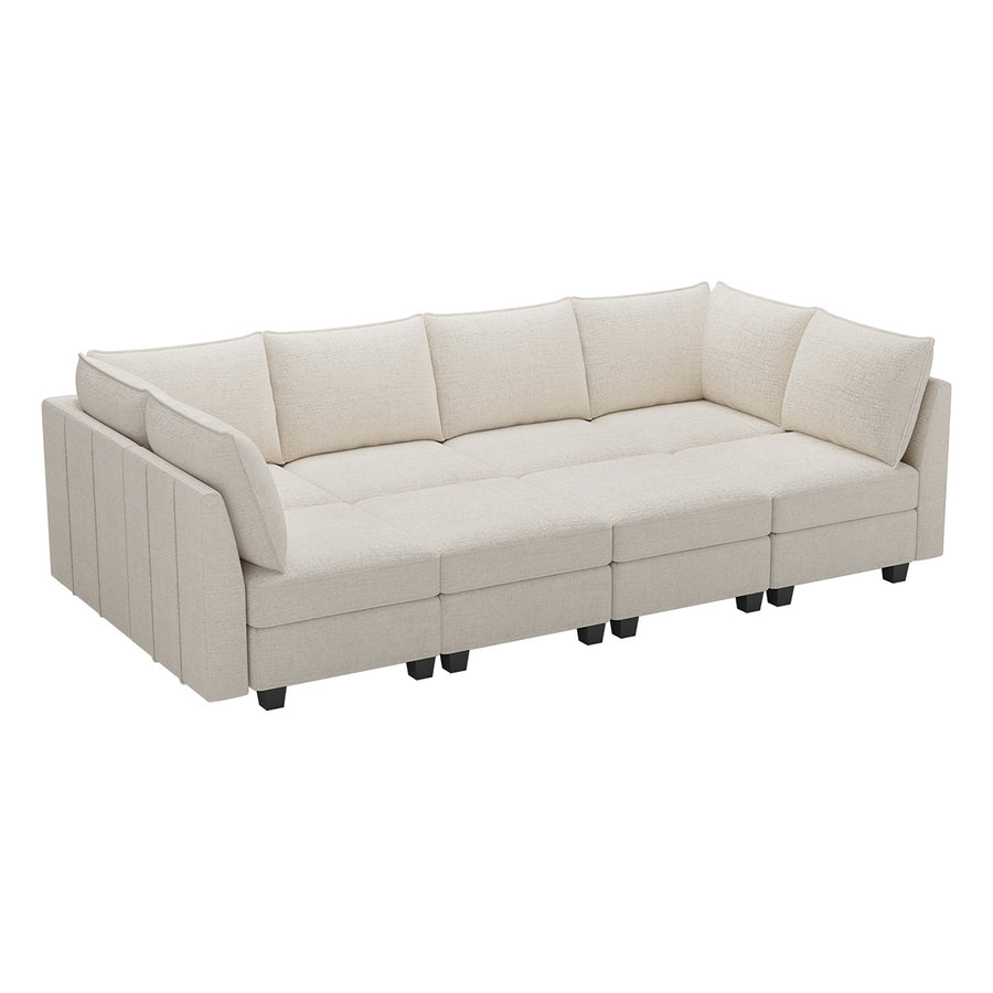 Misty-White-/-Chenille-8-Seat-Pit-Sectional