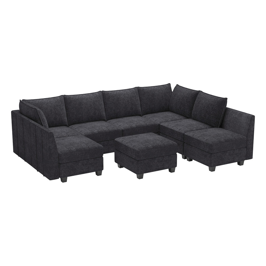 Graphite-Grey-/-Chenille-8-Seat-U-Shaped-Sectional