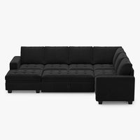 Onyx-Black-/-Velvet-7-Seat-U-Shaped-Pullout-Sectional