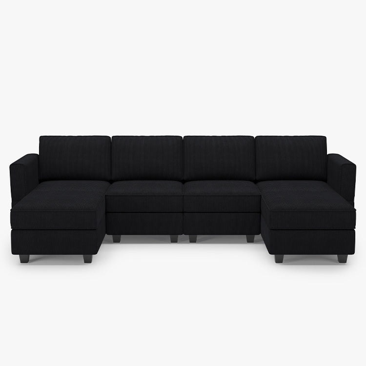 Belffin 6 Seats + 6 Sides Modular Corduroy Sofa with Storage Seat